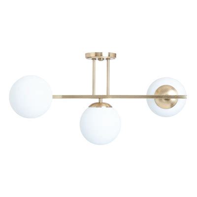 Luz Desing Plafon Luces Barral Elyn De Cor Dorado Con Globo Opal E