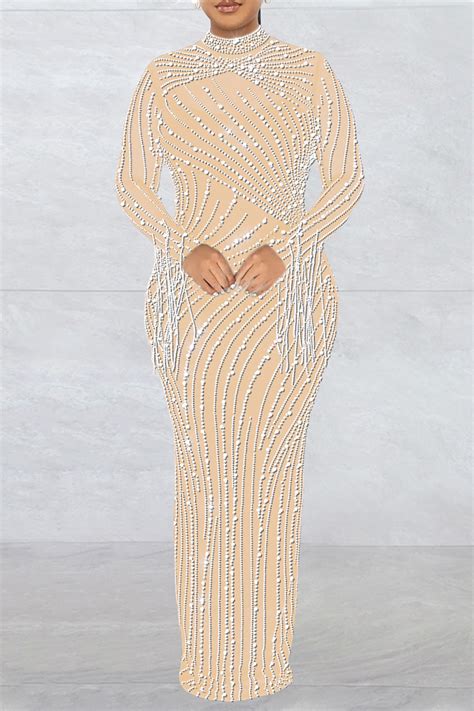 Wholesale Black Sexy Patchwork Hot Drilling See Through Half A Turtleneck Long Sleeve Two Pieces