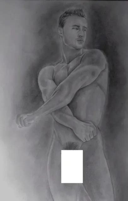 MALE NUDE 100 Original Hand Drawing Realism Gay Interest Pencil Art A4