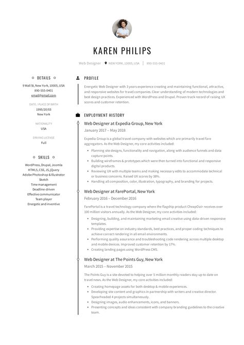 19 Web Designer Resume Examples (PDF Format)