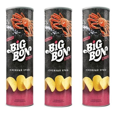 Чипсы картофельные Бигбон BIGBON со вкусом СНЕЖНЫЙ КРАБ 130 гр тубус ...