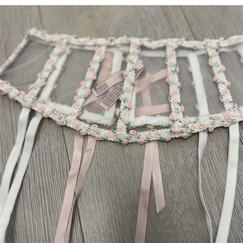 Victorias Secret White Pink Lingerie Flower Depop
