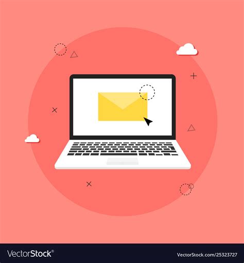 Laptop With Envelope And Open Email On Screen Vector Image