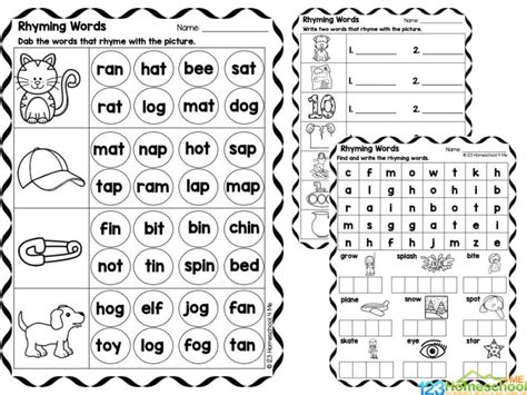 rhyming words worksheet kindergarten
