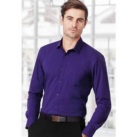 Full Sleeves Plain Mens Purple Formal Cotton Shirt Size L Xxl At Rs