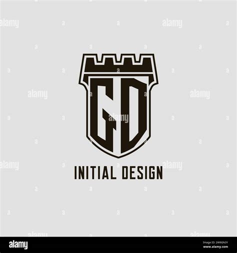 Monogram Gd With Shield Fortress Logo Design Style Vector Graphic Stock