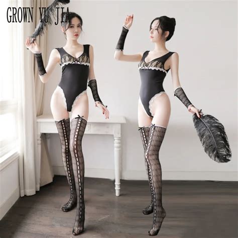 Women High Cut Fishnet Bodysuit Porno Lingerie Hot Hollow Out Catsuit Cosplay Costume Fantasias