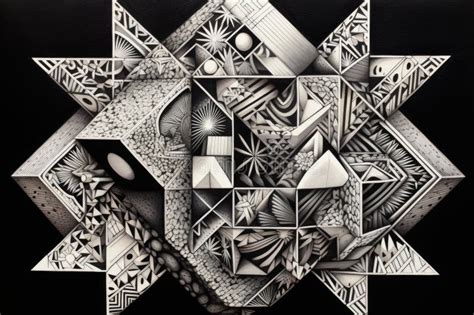 Zentangle Artwork With 3d Geometric Shapes Stock Photo Image Of