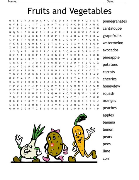 Vegetables Word Search