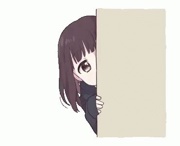 Anime Girl Peeking Behind The Door 