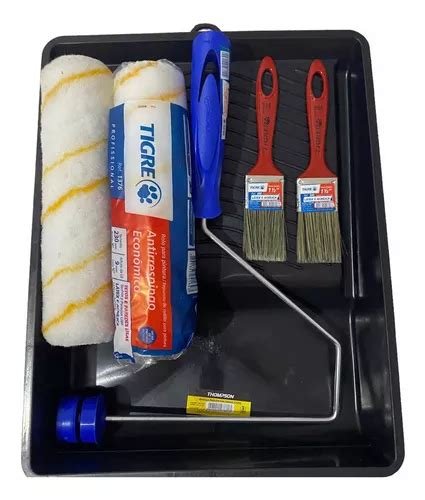 Kit Pintura Parede Bandeja Rolo Anti Respingo E Pincel P S