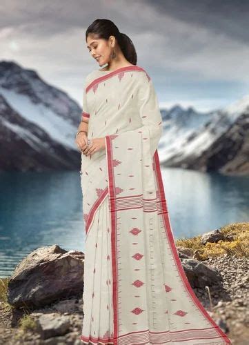 Off White Red Soft Handloom Cotton Handwoven Jamdani Saree At Rs 5290