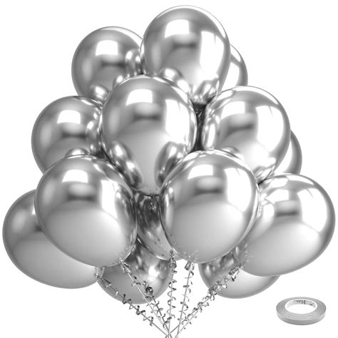 Amazon Bezente Silver Metallic Chrome Latex Balloons Pack