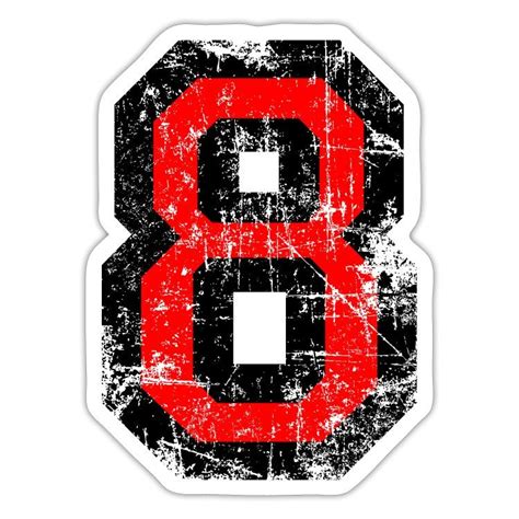 Number 8 Distressed Red Sticker Spreadshirt In 2024