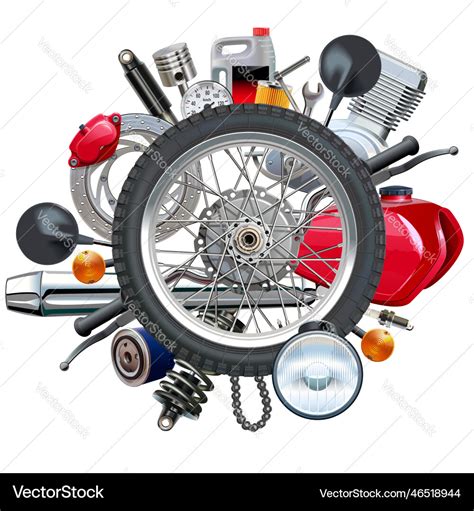 Motorcycle Spares Concept Around Wheel Royalty Free Vector