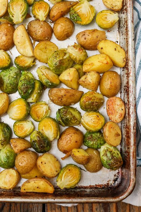 Roasted Potatoes And Brussels Sprouts Vegetable Recipes