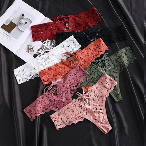 Tanga Low Waist G String Panties Lingerie Sexy Cross Bandage Women S Panties Hollow Lace See