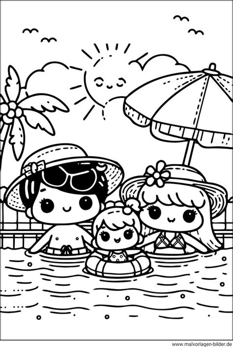 Ausmalbild Schwimmbad - Sommer Schwimmbad Ausmalbild