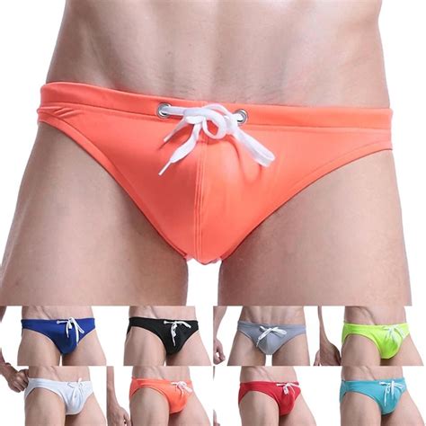 Slip Bikini Sexy Con Cordini Vita Bassa Per Costumi Da Bagno Uomo Tinta Unita Eur