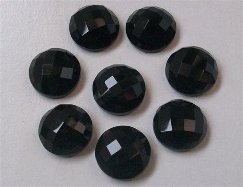 Natural Black Onyx Nice Quality Mm Round Checker By Gemsbuy Faceted