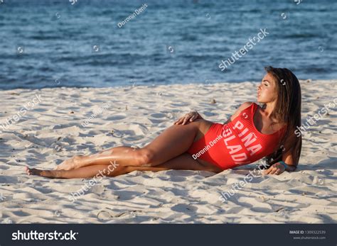 Lovely Sexy Brunette Girl Swimsuit Posing Stock Photo Shutterstock
