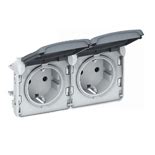 Блок из двух розеток с заземлением, горизонтальный, Legrand Plexo IP55 ...