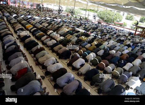 Faithful Muslims Are Offering St Congregational Friday Prayers Of The