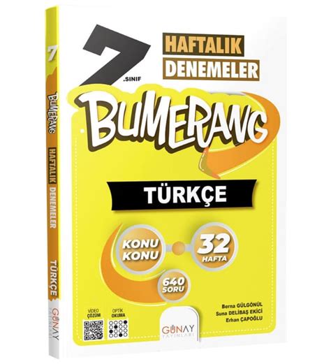 7 Sınıf Bumerang 32 Haftalık Türkçe Denemeleri Günay Yayınları