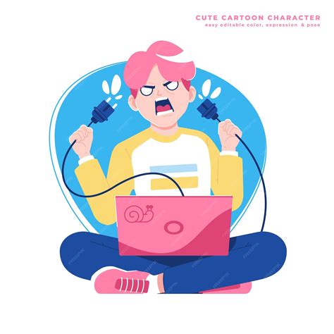 Premium Vector | Angry boy signal connection issue design
