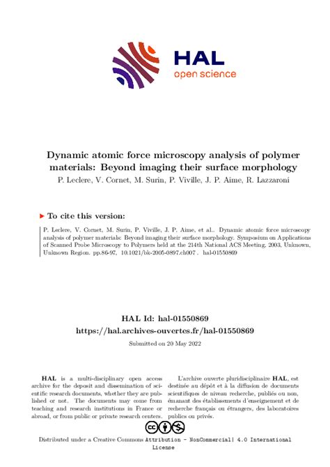 (PDF) Dynamic Atomic Force Microscopy Analysis of Polymer Materials ... 