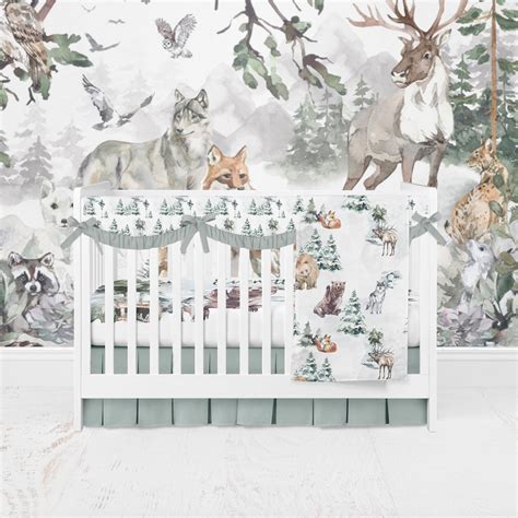 Woodland Wild Animals Crib Bedding Set Forest Animals Crib Etsy