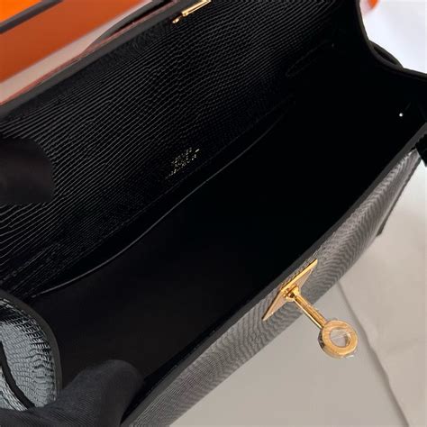 UAE Dubai Hermes Bag Price Mini Kelly Pochette Lizard CC89 Noir Golden