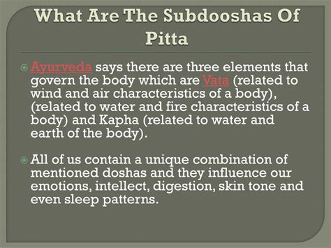 subdoshas  pitta powerpoint
