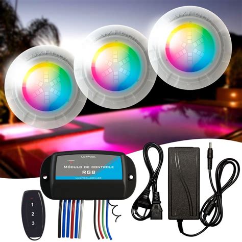 Kit Led Colorido Rgb Para Piscina Refletores W E M Dulo De Comando E