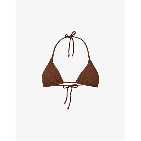 Seafolly Sea Dive Textured Triangle Bikini Top Tiramisu Editorialist