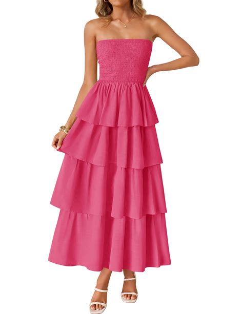 ZESICA Women‘s Summer Boho Strapless Maxi Dress 2025 Casual Sleeveless
