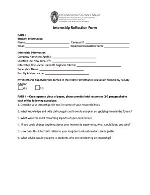 Fillable Online Host Cals Wisc Internship Reflection Form Fax Email