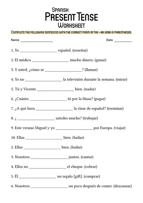 19 Spanish Verb Worksheets Spanish Words For Beginners Spanish