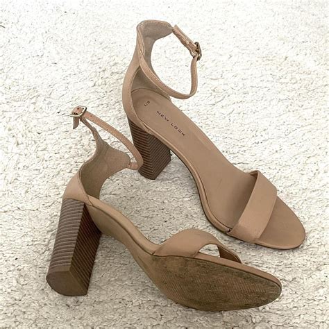 NEWLOOK NUDE BLOCK HEELS Nude Chunky Heels Size Depop