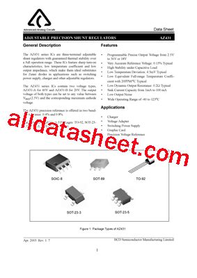 AZ431 Datasheet(PDF) - BCD Semiconductor Manufacturing Limited