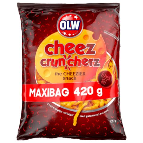Köp OLW Maxibag Cruncherz Flamin Hot 420g hos Coopers Candy