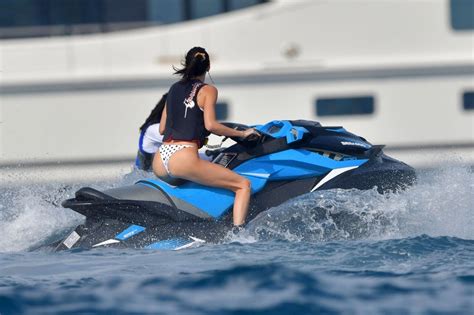 Brunette Celebrity Kendall Jenner Looks Sexy While Riding A Jetski