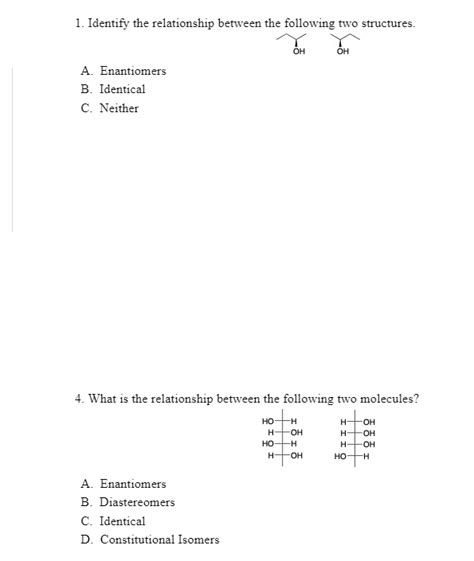 Solved 1 Identify The Relationship Between The Following