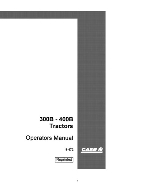 Case 300B 400B Tractors PDF Operator S Manual