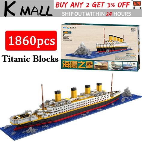 1860pcs Titanic Cruise Ship Model Diy Building Blocks Brick Kit