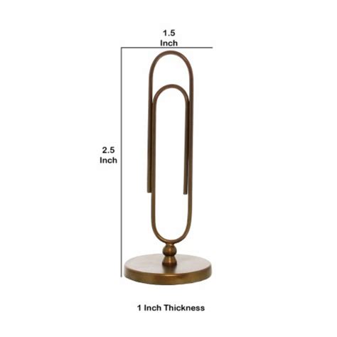 Metal Paperclip Design Letter Holder With Round Base Brass Saltoro