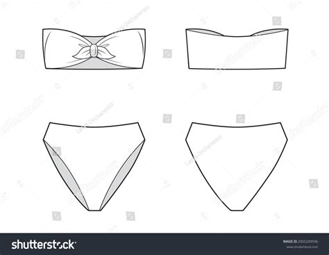 Bikini Swimsuit Summer Fashion Flat Sketch Stock Vector Royalty Free Shutterstock