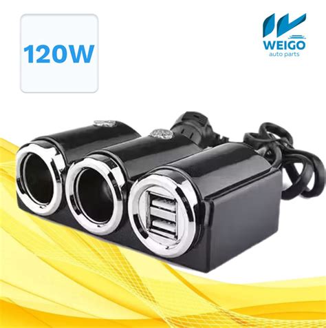 Разветвитель в машину на 2 гнезда прикуривателя 2 USB, Pervoi 610 для ...