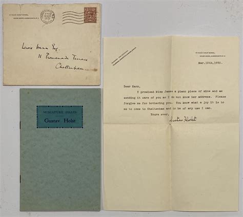 Lot 7 Gustav Holst 1874 1934 Tls