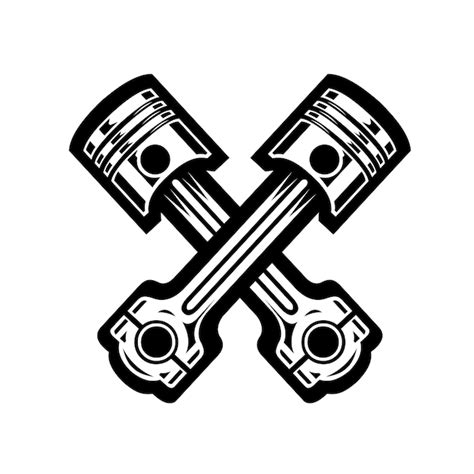 Premium Vector Premium Crossed Piston Monochrome Silhouette Vector